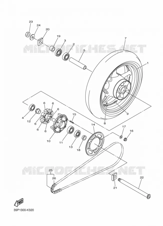 ROUE ARRIERE Yamaha MOTO 800 2012 FAZER  FZ8-S