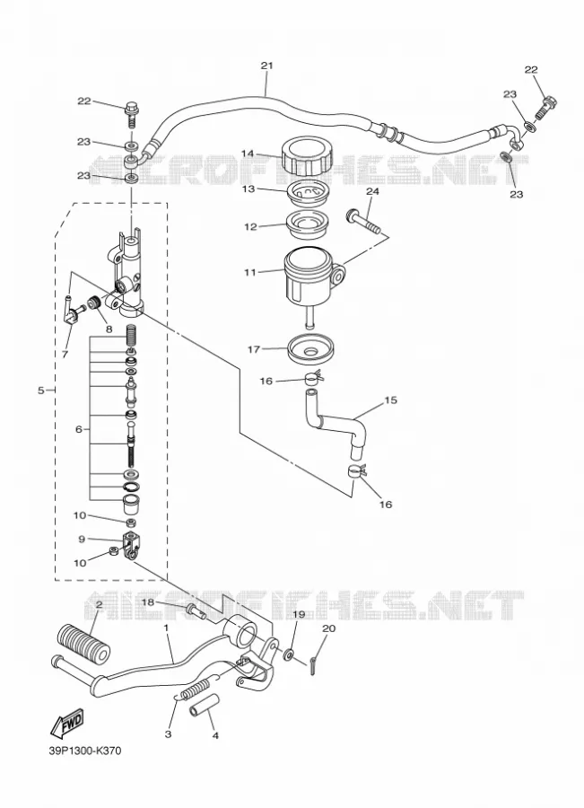 MAITRE CYLINDRE DE FREIN ARRIERE Yamaha MOTO 800 2012 FAZER  FZ8-S
