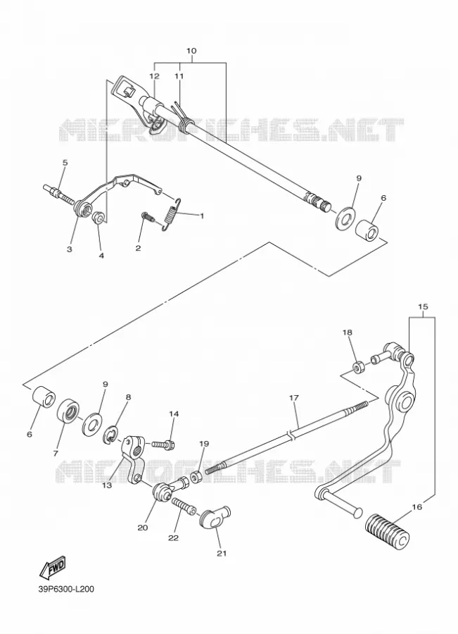 AXE DE SELECTEUR / PEDALE Yamaha MOTO 800 2012 FAZER ABS  FZ8-SA