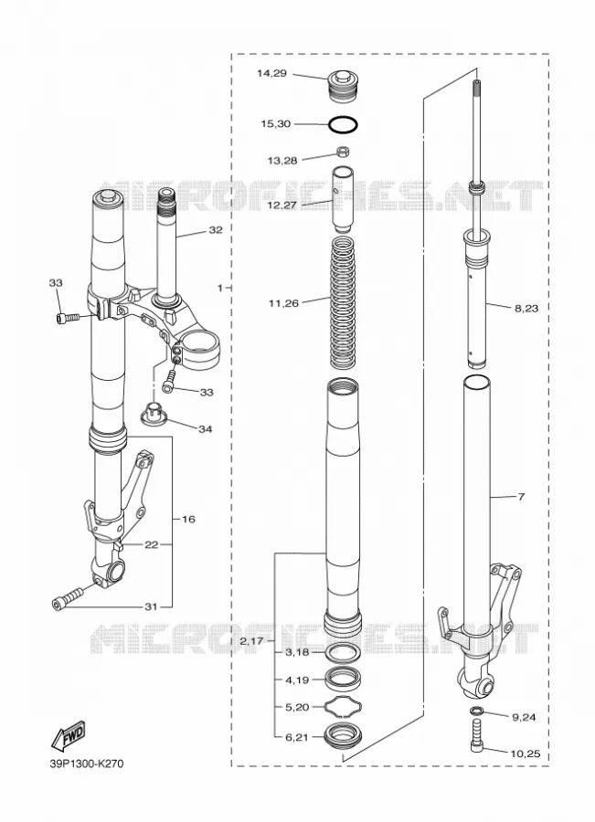 FOURCHE Yamaha MOTO 800 2012 FAZER ABS  FZ8-SA