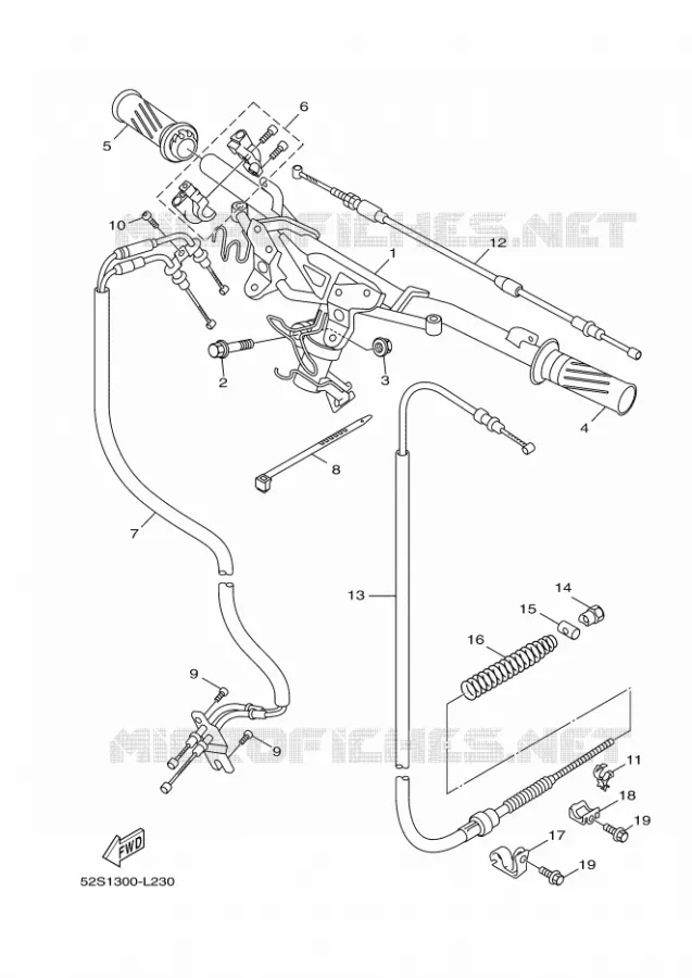 GUIDON ET CABLES Yamaha SCOOTER 125 2012 OCEO  HW125 OCEO