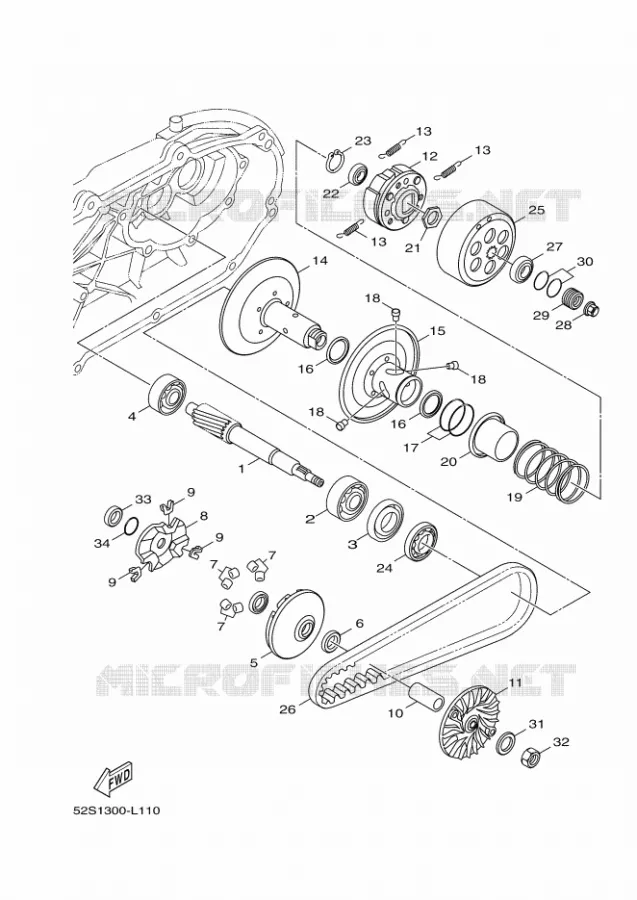 EMBRAYAGE DE DEMARREUR Yamaha SCOOTER 150 2012 XENTER  HW151