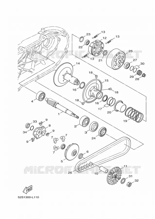 EMBRAYAGE DE DEMARREUR Yamaha SCOOTER 150 2012 XENTER  HW151
