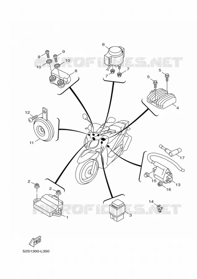 PARTIE ELECTRIQUE 1 Yamaha SCOOTER 150 2012 XENTER  HW151