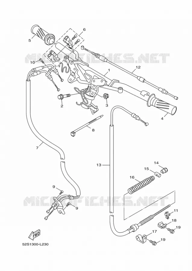 GUIDON ET CABLES Yamaha SCOOTER 150 2012 XENTER  HW151