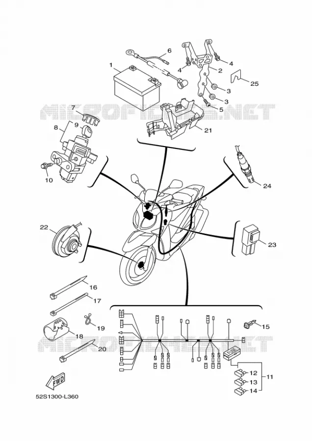PARTIE ELECTRIQUE 2 Yamaha SCOOTER 150 2012 XENTER  HW151