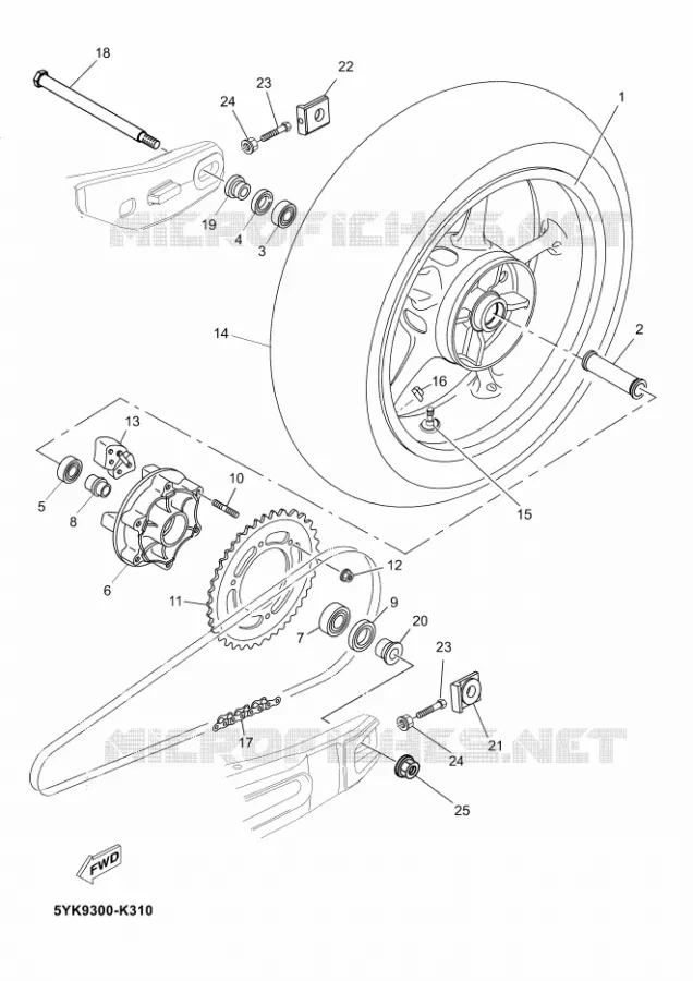 ROUE ARRIERE Yamaha MOTO 660 2012 MT03  MT03