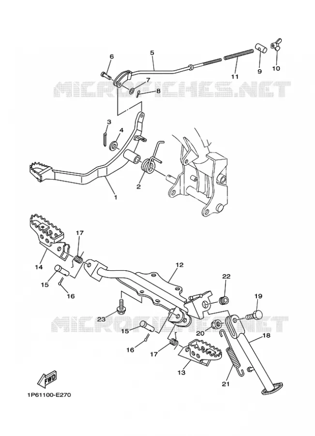 SUPPORT / REPOSE PIEDS Yamaha MOTO 50 2012 TTRE  TT-R50E