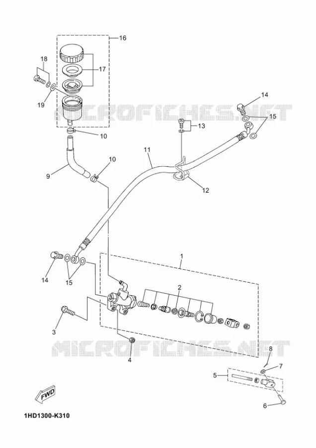 MAITRE CYLINDRE DE FREIN ARRIERE Yamaha MOTO 50 2012 TZR  TZR50