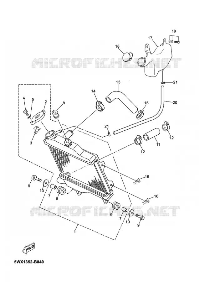 RADIATEUR / DURITES Yamaha MOTO 50 2012 TZR  TZR50