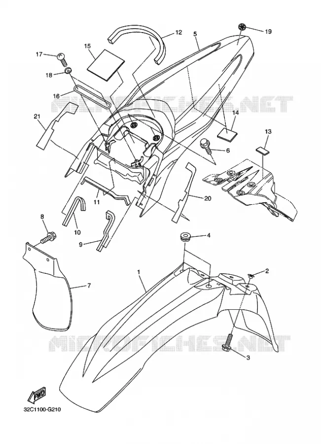 GARDE BOUE Yamaha MOTO 250 2012 WR-R  WR250R