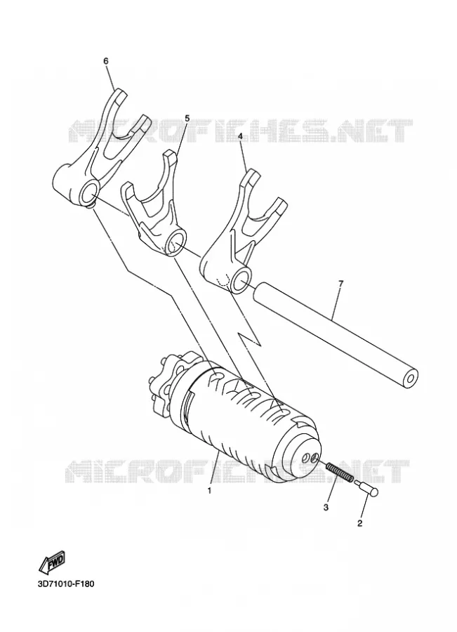 BARILLET DE SELECTION / FOURCHETTES Yamaha MOTO 250 2012 WR-R  WR250R