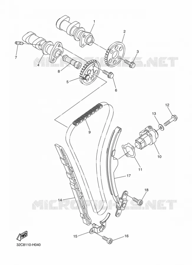 ARBRE A CAMES / CHAINE DE DISTRIBUTION Yamaha MOTO 250 2012 WRX  WR250X