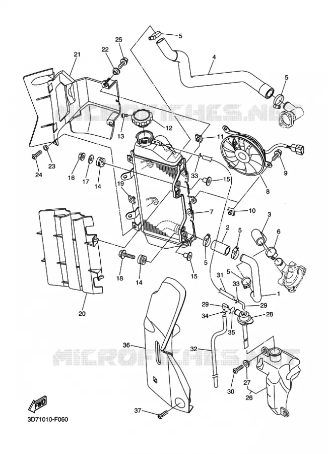 RADIATEUR / DURITES Yamaha MOTO 250 2012 WRX  WR250X