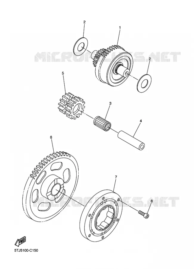 EMBRAYAGE DE DEMARREUR Yamaha MOTO 450 2012 WRF  WR450F