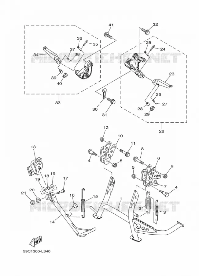 SUPPORT / REPOSE PIEDS Yamaha SCOOTER 530 2012 TMAX  XP500