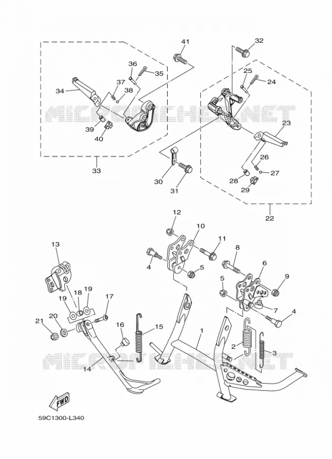 SUPPORT / REPOSE PIEDS Yamaha SCOOTER 530 2012 TMAX ABS  XP500A