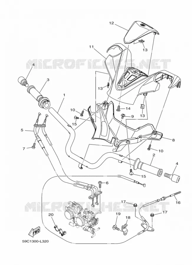 GUIDON ET CABLES Yamaha SCOOTER 530 2012 TMAX ABS  XP500A