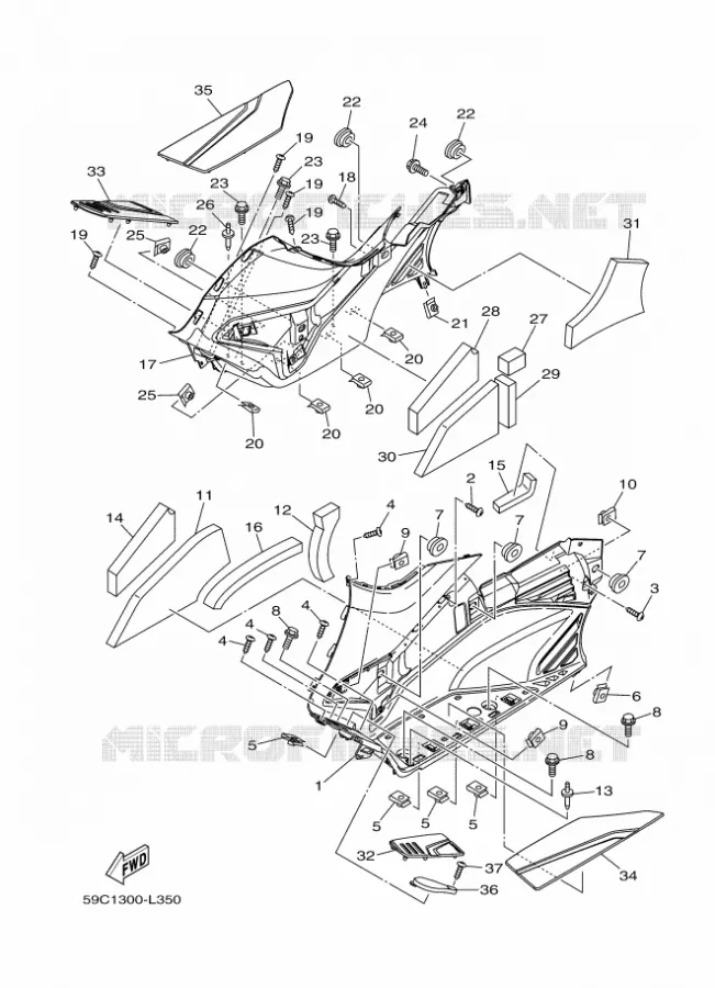 SUPPORT / REPOSE PIEDS 2 Yamaha SCOOTER 530 2012 TMAX ABS  XP500A