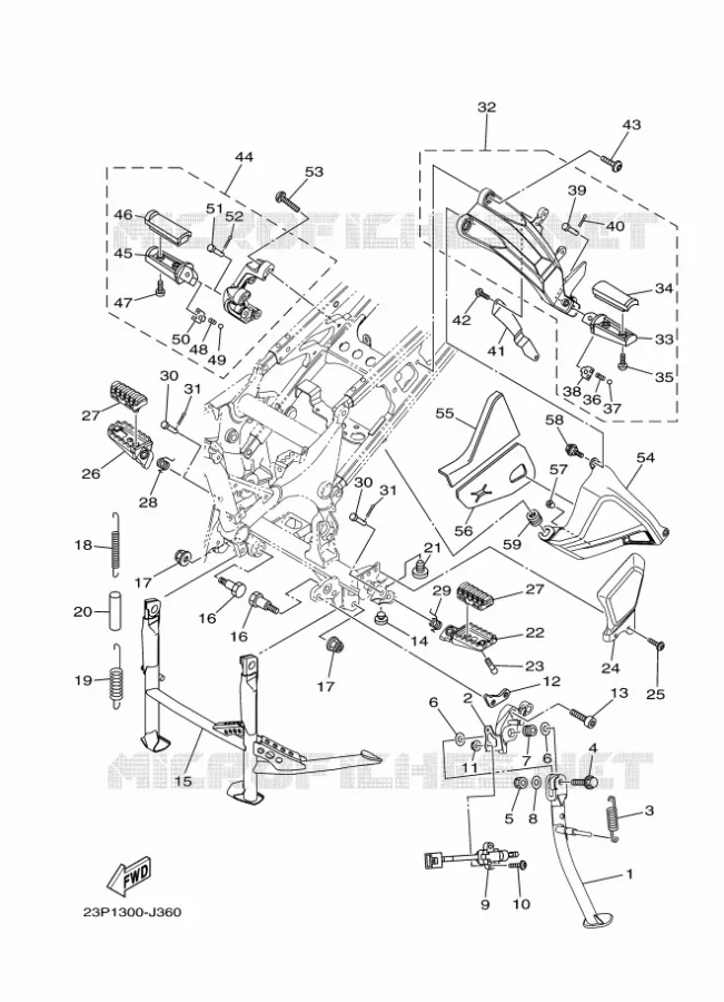 SUPPORT / REPOSE PIEDS Yamaha MOTO 1200 2012 XTZ SUPER TENERE  XT1200Z
