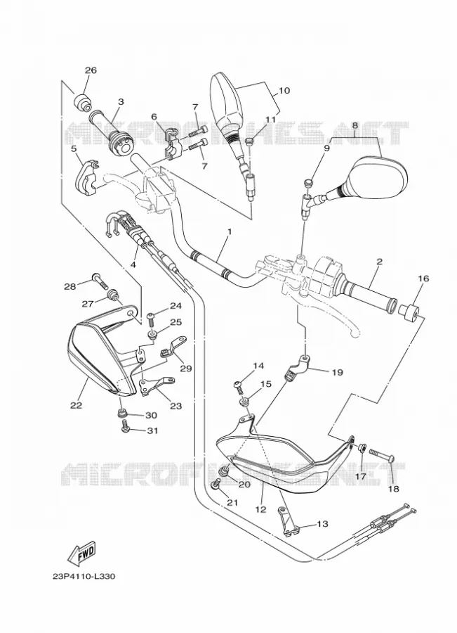 GUIDON ET CABLES Yamaha MOTO 1200 2012 XTZ SUPER TENERE  XT1200Z