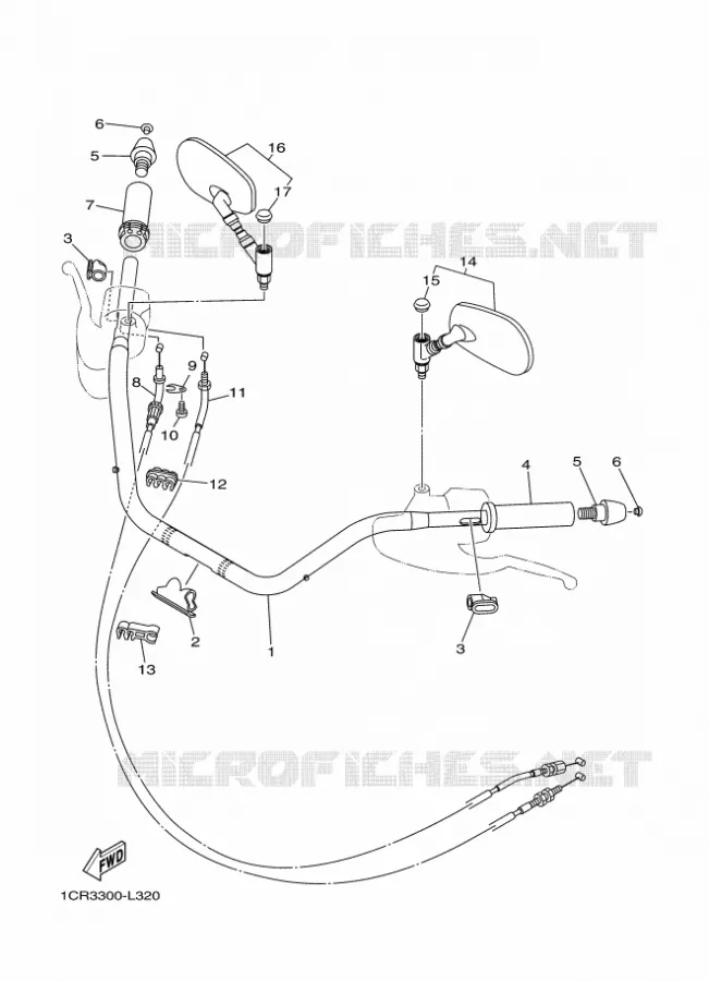 GUIDON ET CABLES Yamaha MOTO 1900 2012 MIDNIGHT STAR  XV1900A
