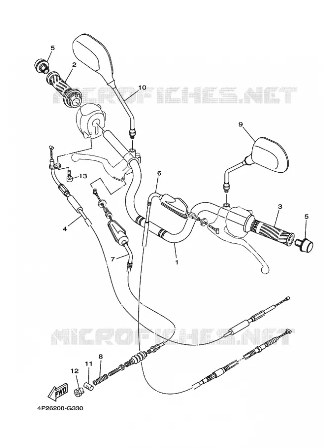 GUIDON ET CABLES 2 Yamaha MOTO 125 2012 YBR  YBR125E