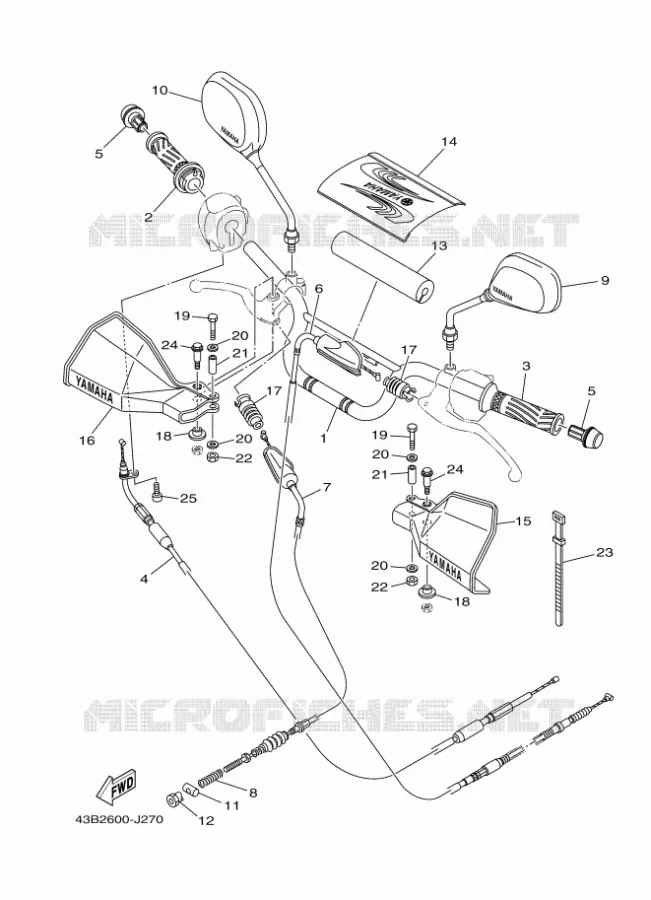 GUIDON ET CABLES Yamaha MOTO 125 2012 YBR  YBR125EGS
