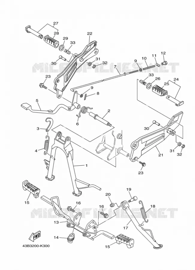 SUPPORT / REPOSE PIEDS Yamaha MOTO 125 2012 YBR  YBR125EGS