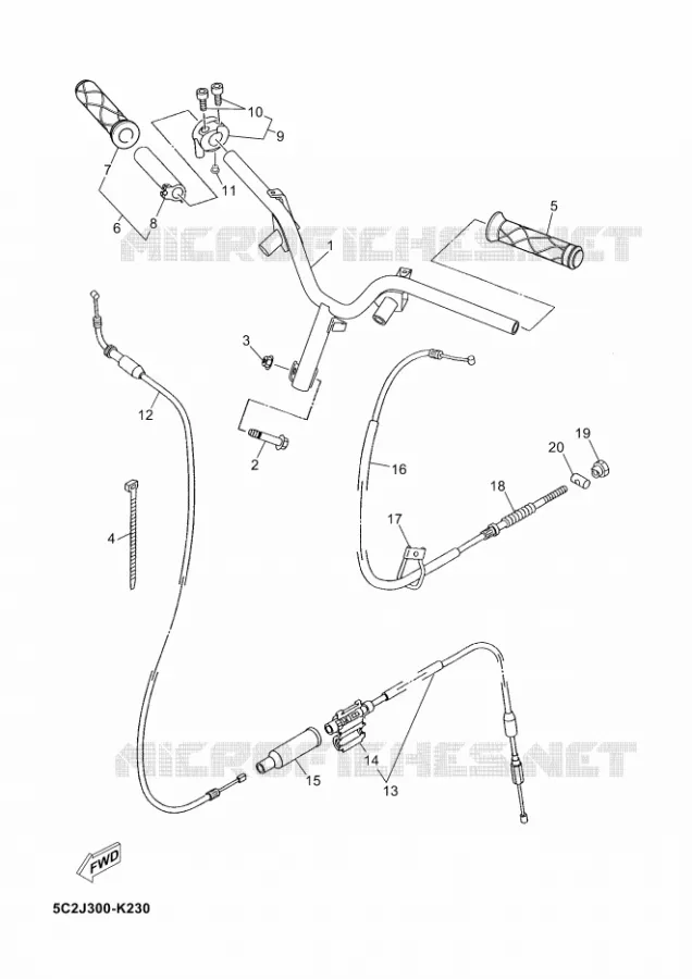 GUIDON ET CABLES Yamaha SCOOTER 50 2012 NEOS  YN50 NEO'S