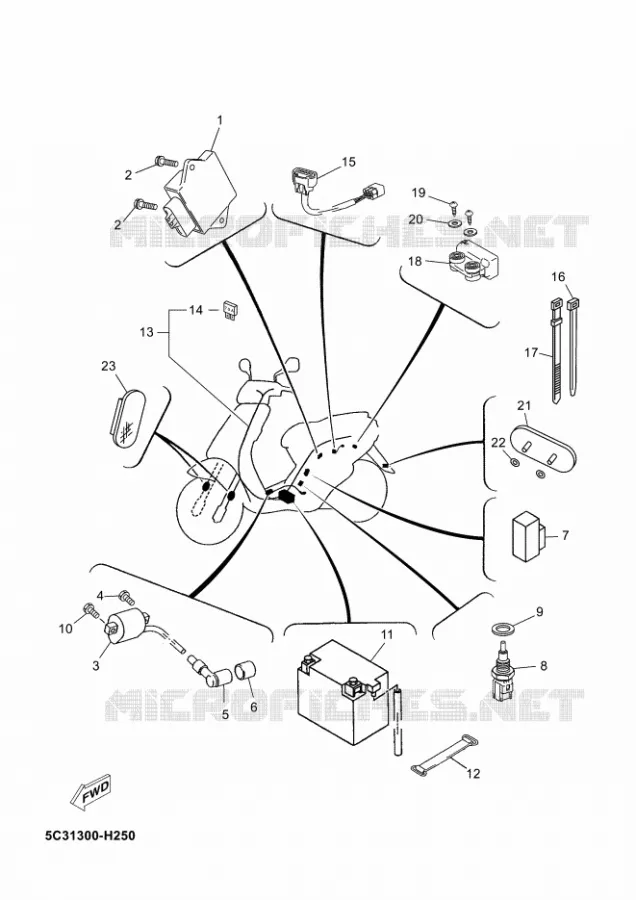 PARTIE ELECTRIQUE 2 Yamaha SCOOTER 50 2012 NEOS 4T UBS  YN50FU NEO'S 4+