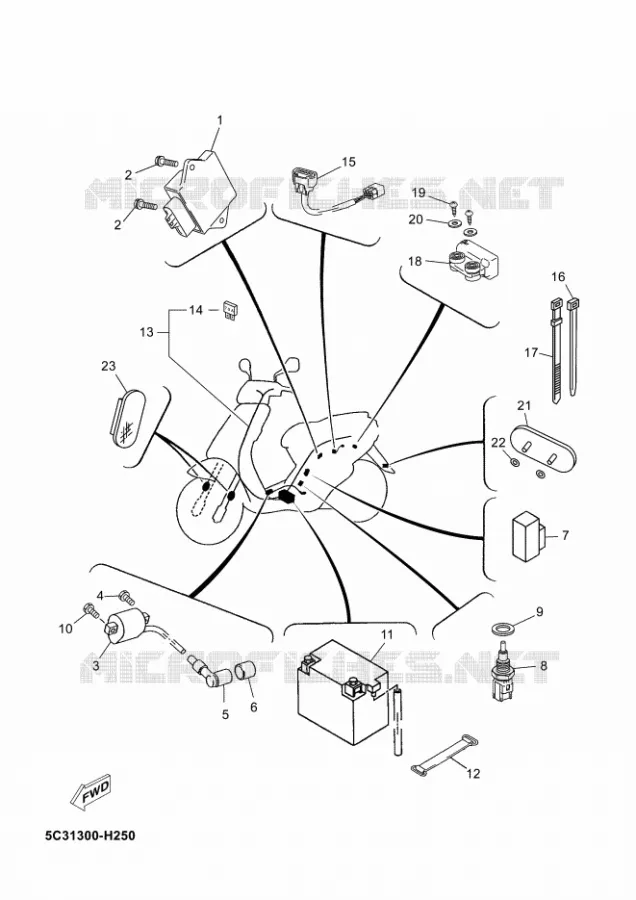 PARTIE ELECTRIQUE 2 Yamaha SCOOTER 50 2012 NEOS 4T UBS  YN50FU NEO'S 4+