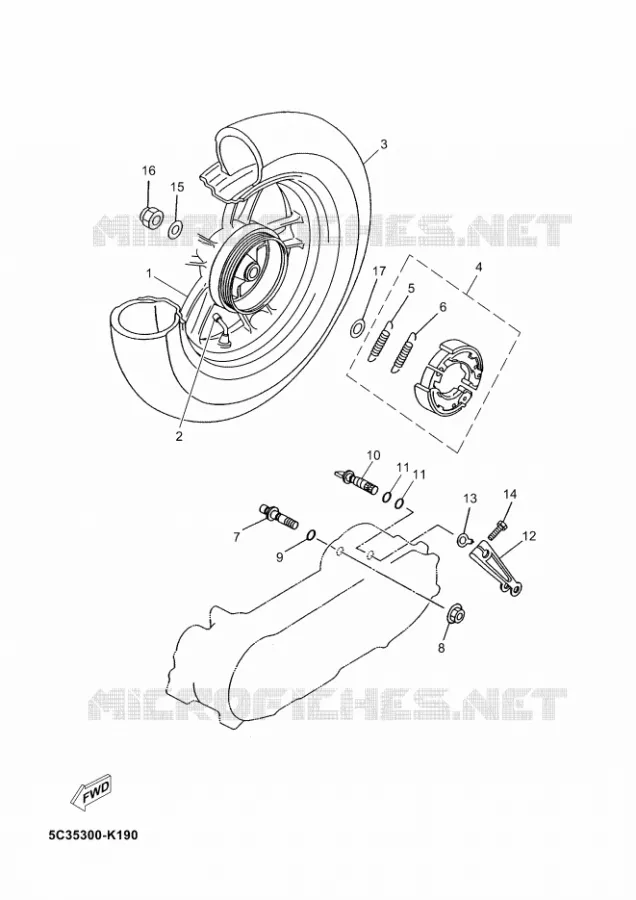 ROUE ARRIERE Yamaha SCOOTER 50 2012 NEOS 4  YN50F