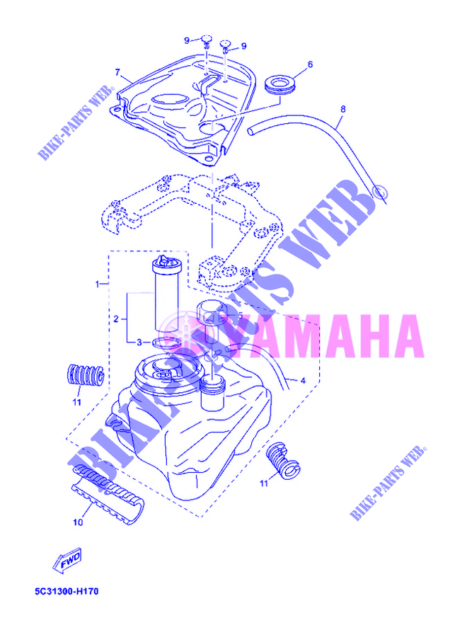 RESERVOIR A ESSENCE pour Yamaha MBK OVETTO 50 4 TEMPS de 2012