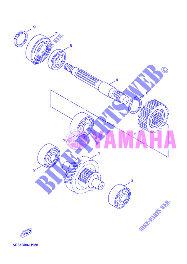 TRANSMISSION pour Yamaha MBK OVETTO 50 4 TEMPS de 2012