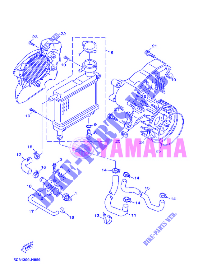 RADIATEUR / DURITES pour Yamaha YN50FU de 2012