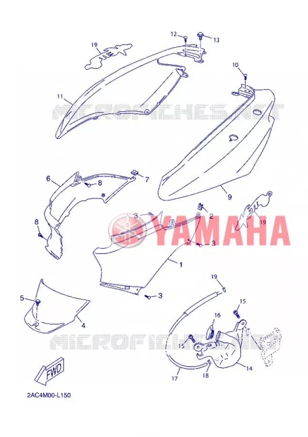 COUVERCLE LATERAL Yamaha SCOOTER 50 2012 OVETTO 4T UBS  YN50FU