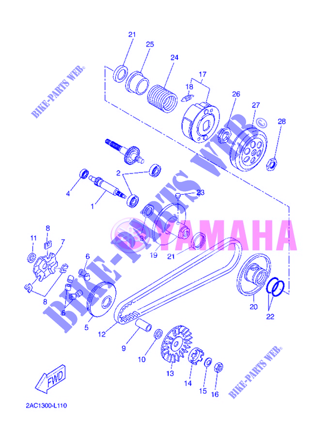 EMBRAYAGE DE DEMARREUR pour Yamaha YN50FU de 2012