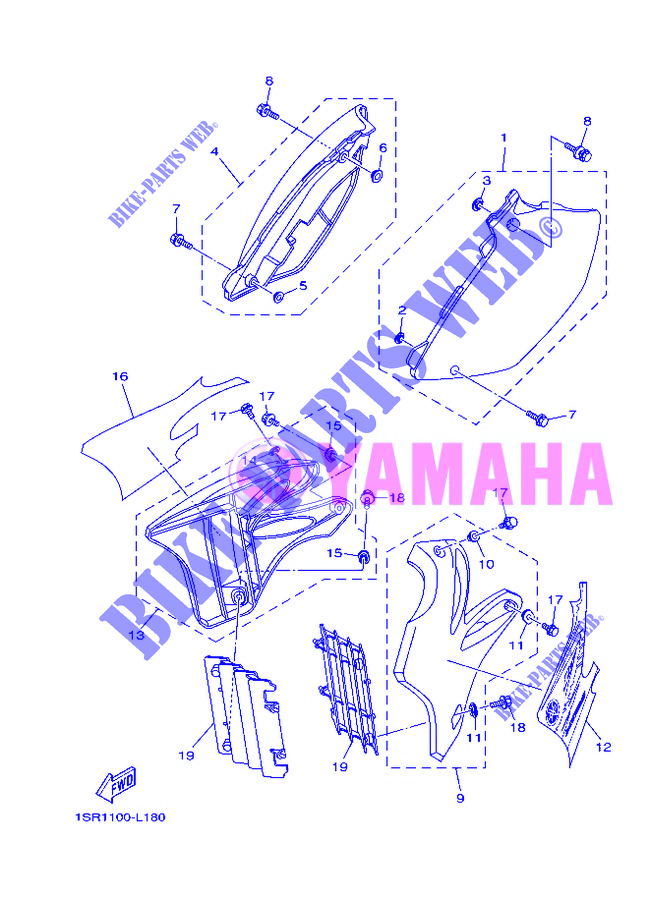 COUVERCLE LATERAL pour Yamaha YZ125 de 2012