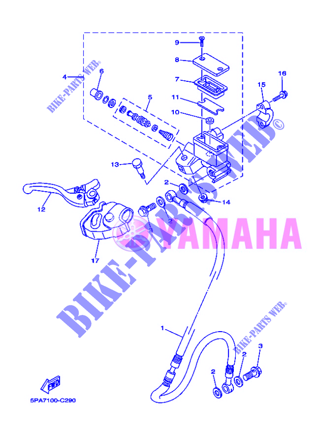 MAITRE CYLINDRE DE FREIN AVANT pour Yamaha YZ85 de 2012