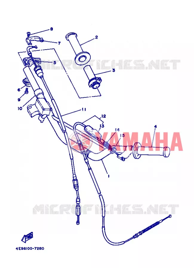 GUIDON ET CABLES Yamaha MOTO 85 2012 YZ BIG WHEELS  YZ85LW