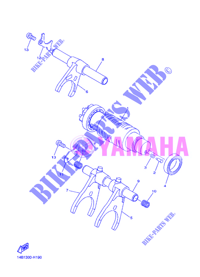 BARILLET DE SELECTION / FOURCHETTES pour Yamaha YZF-R1 de 2012