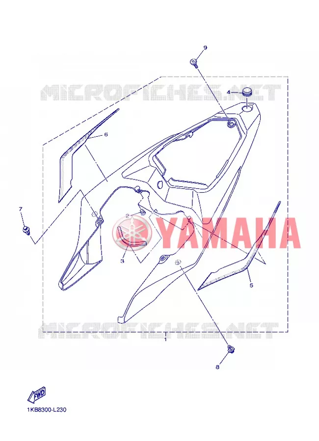 COUVERCLE LATERAL Yamaha MOTO 1000 2012 R1  YZF-R1