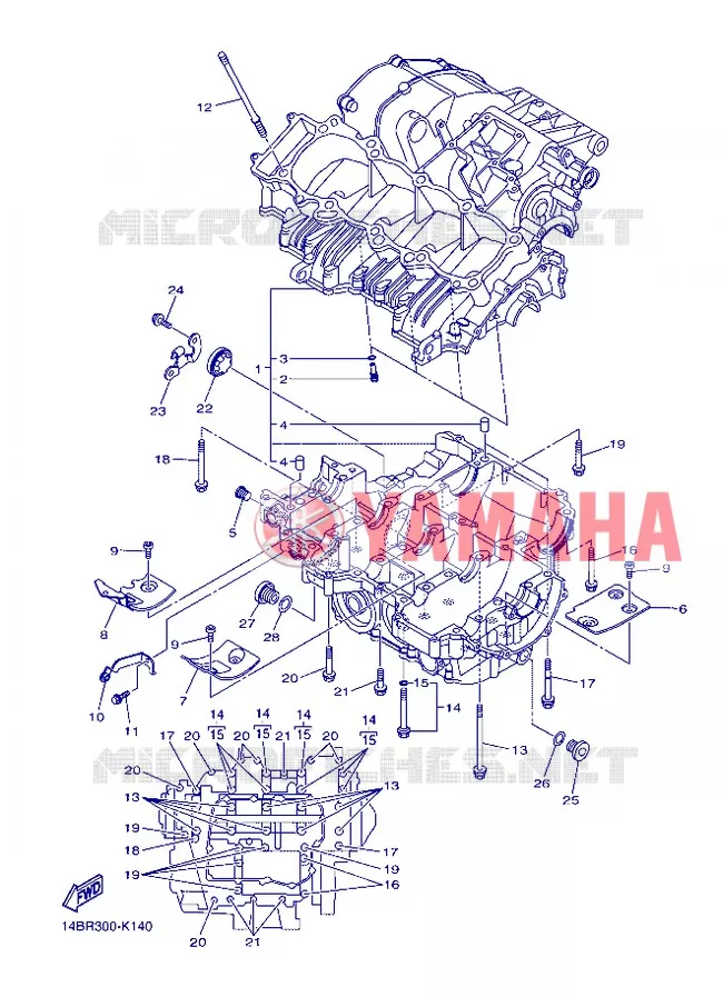CARTER MOTEUR Yamaha MOTO 1000 2012 R1  YZF-R1