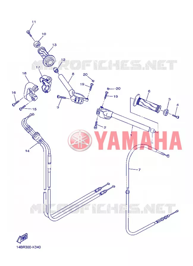 GUIDON ET CABLES Yamaha MOTO 1000 2012 R1  YZF-R1