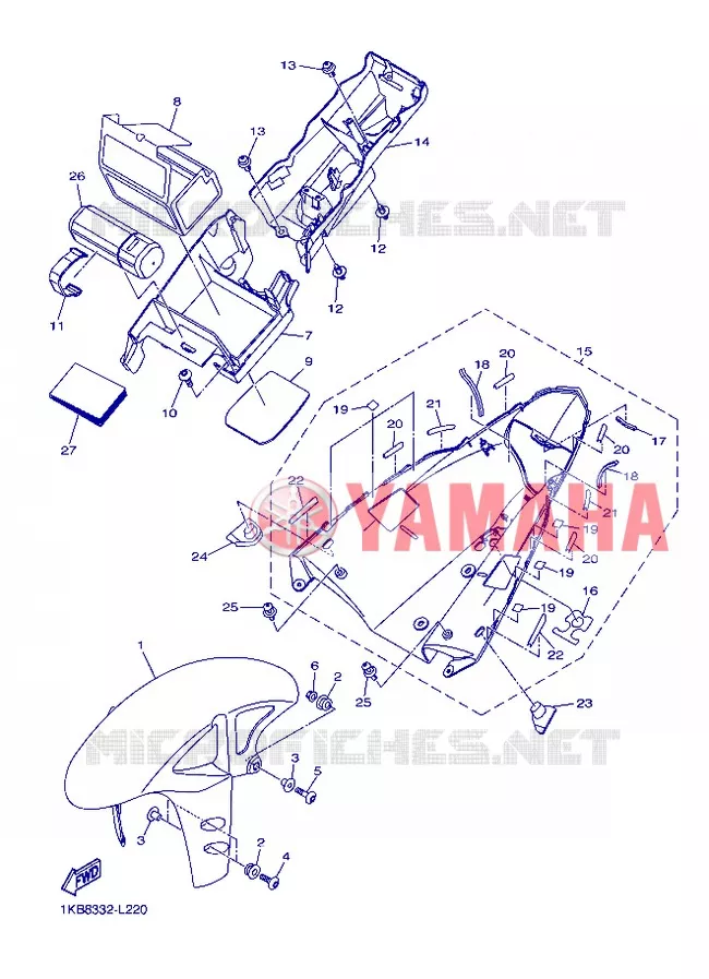GARDE BOUE Yamaha MOTO 1000 2012 R1  YZF-R1