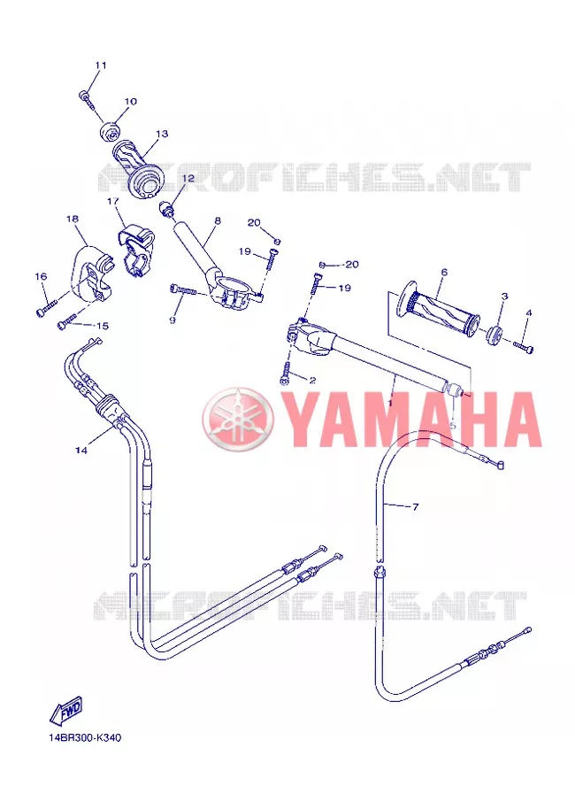 GUIDON ET CABLES Yamaha MOTO 1000 2012 R1  YZF-R1