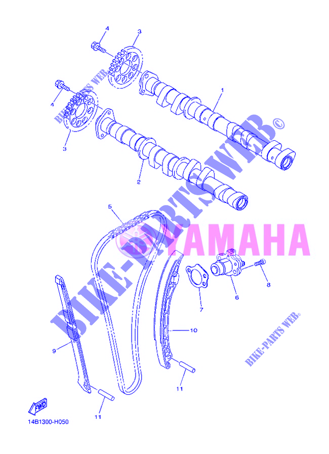 ARBRE A CAMES / CHAINE DE DISTRIBUTION pour Yamaha YZF-R1 de 2012