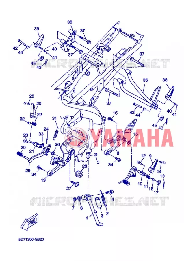 SUPPORT / REPOSE PIEDS Yamaha MOTO 125 2012 R125  YZF-R125