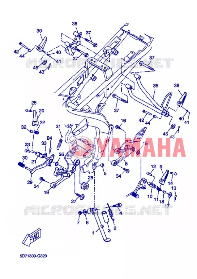 SUPPORT / REPOSE PIEDS Yamaha MOTO 125 2012 R125  YZF-R125